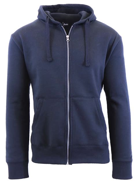 Mens Fleece Hoodie With Thermal Lined Hood Slim Fit Zip-Up Sweater ...