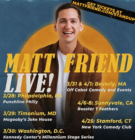 Matt Friend on Twitter: "Get your tickets and come see me on the road ...