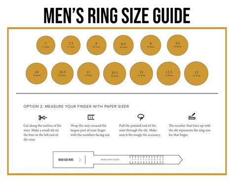 Mens Ring Size Chart Printable