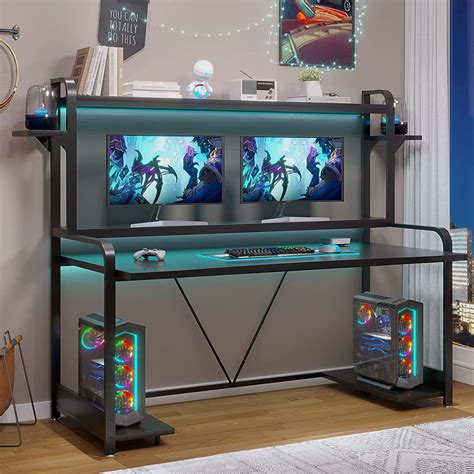 Buy Sedeta 55 Computer Desk with Hutch, Monitor Shelf and Storage ...