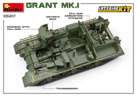 MiniArt Military 1/35 M3 Grant Mk1 Tank w/Full Interior (New Tool) Kit ...