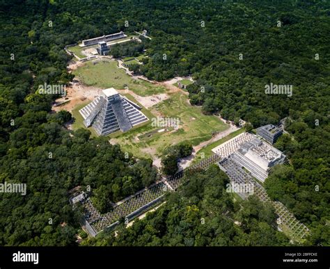 Aerial view of Mayan Ruin of Chichen Itza Archaeological Site Yucatan ...