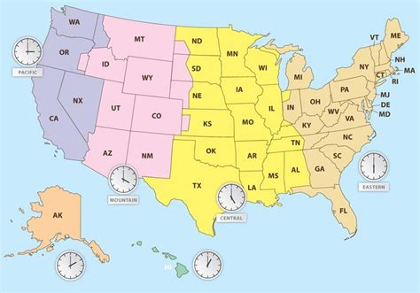 Time Zones Of US Map 108377 Vector Art at Vecteezy