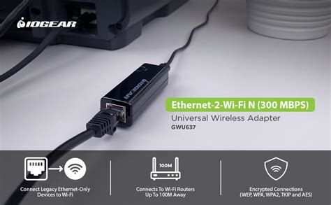 IOGEAR Ethernet-2-WiFi Universal Wireless Adapter, GWU637: USB Network ...