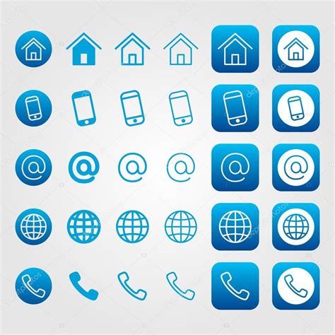 Business card icon set - blue line icons, vector illustration, — Stock ...