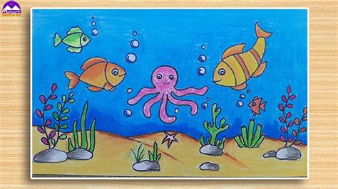 How to draw fish underwater scenery | easy fish scenery - YouTube