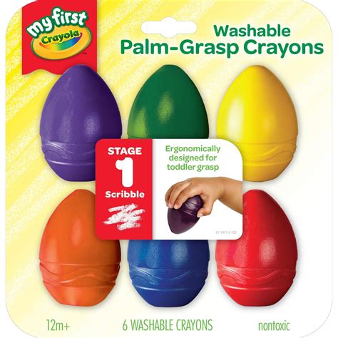 Crayola My First Washable Palm-Grasp Crayons for Toddlers, 6 Count ...