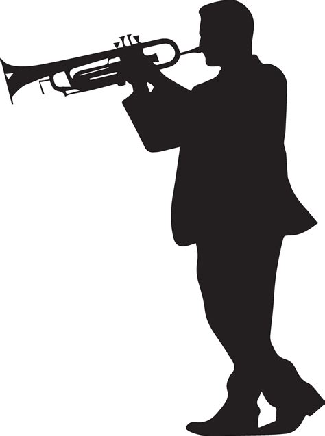 A person is blowing the trumpet Black And White, Vector Template Set ...