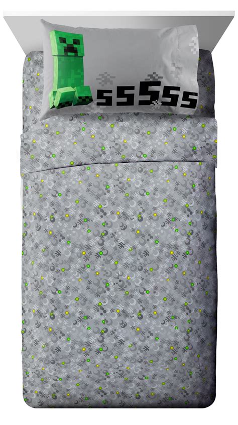 5-piece Minecraft Twin Bed Set Kid's Bedding Comforter Fitted Flat ...