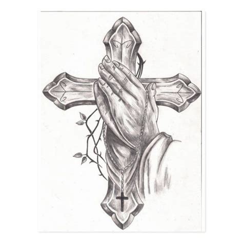 Praying Hands & Cross Postcard | Zazzle | Praying hands tattoo, Praying ...