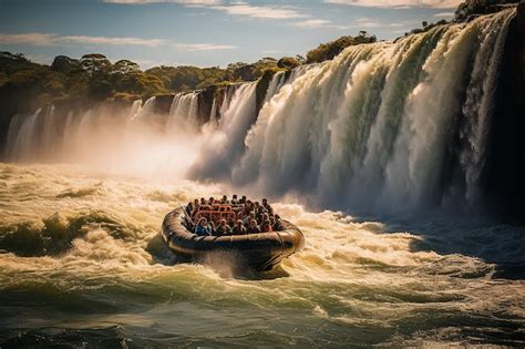 Premium AI Image | Iguazu Falls Adventure Boat Tour