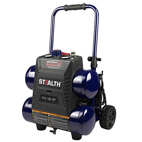 STEALTH Stealth 4.5 Gallon Ultra Quiet Air Compressor,1.3 HP Oil-Free ...