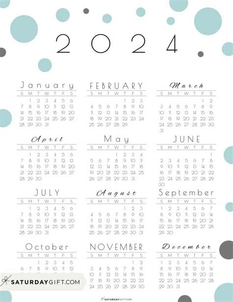 2024 Calendar Printable - Cute & Free 2024 Yearly Calendar Templates in ...