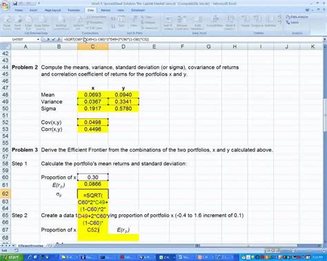 Efficient Frontier Excel Template | DocTemplates