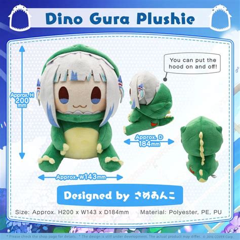 Hololive EN Gawr Gura Birthday Commemoration 2022 Dino Gura Plushie ...