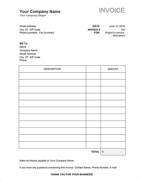 Sample Invoice Template Free Download | Invoice Template Ideas