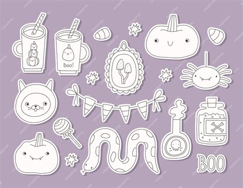 Premium Vector | Halloween hand drawn kawaii characters and holiday ...