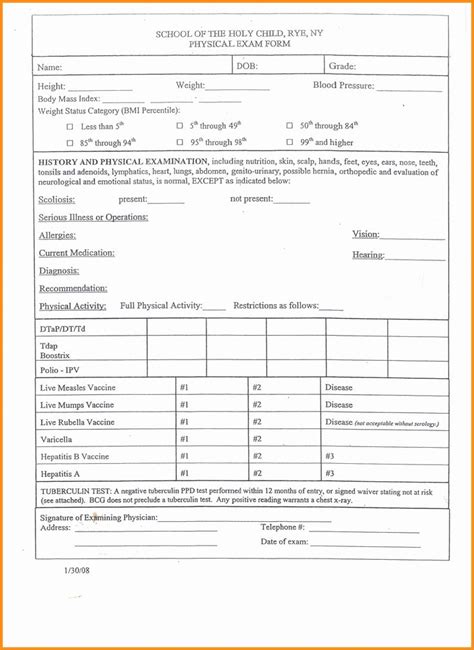 Employee Physical Exam form Template Elegant 10 11 Physical Exam forms ...