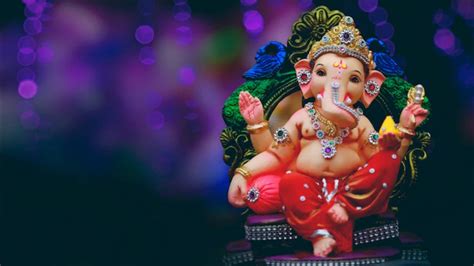 Purple Bokeh Background Lord Ganesh Chaturthi Vinayaka Vinayagar ...