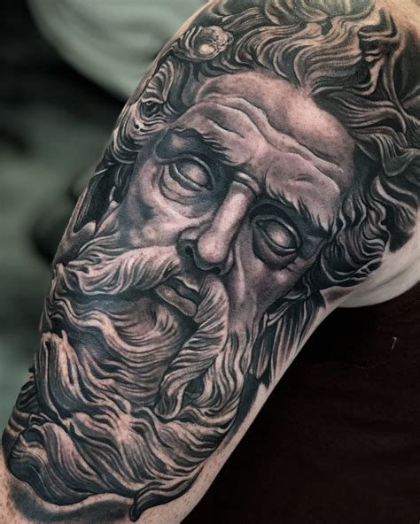 Zeus sculpture tattoo Fayetteville NC | Greek god tattoo, Half sleeve ...