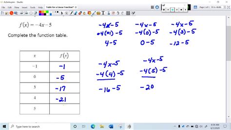 Table for a Linear Function - YouTube