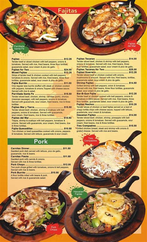 Menu of Santa Fe Mexican Grill in Largo, FL 33770