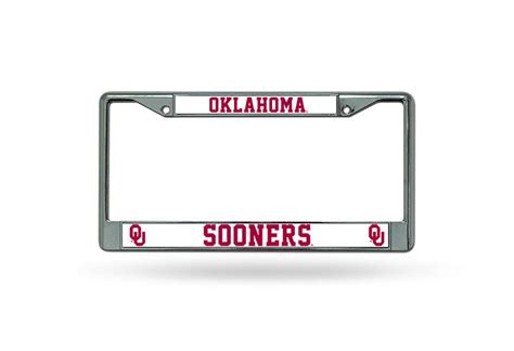 Oklahoma Sooners Car Truck Tag Metal License Plate Frame Chrome White ...