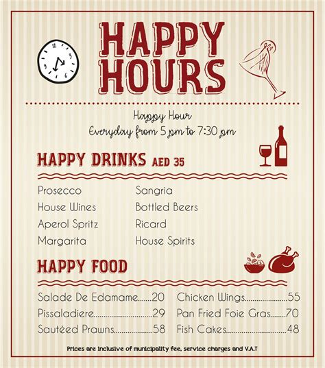 Happy Hour Menu | Bistro Des Arts