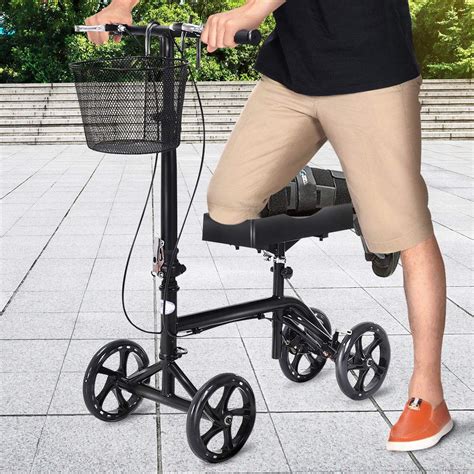 Goplus Steerable Knee Walker Foldable Knee Scooter for Broken Leg, Foot ...