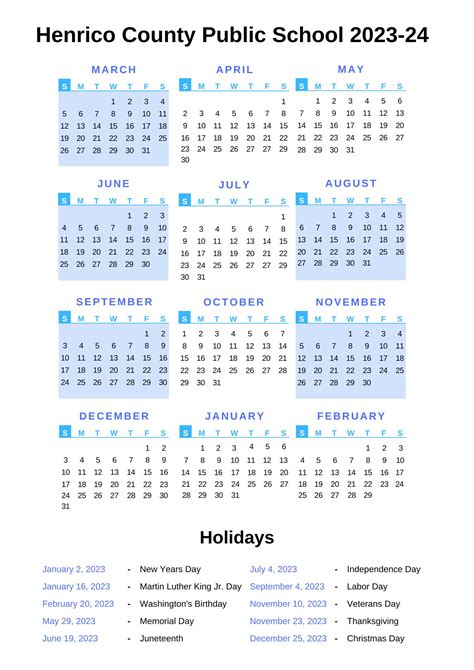 Henrico County Public Schools Calendar With Holidays 2022-2023