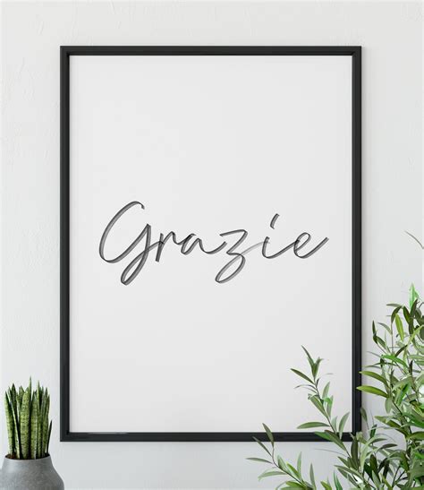 Grazie Grazie Print Thank You Print Gift For Friend home | Etsy