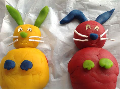 Easter Bunnies Play Dough Crafts for Toddlers