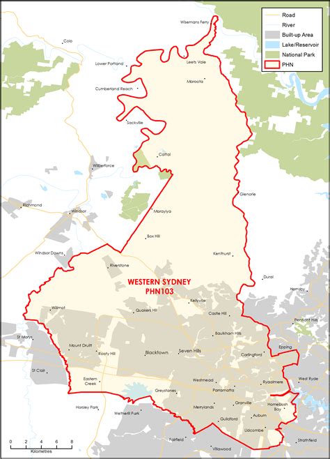 Western Sydney (NSW) Primary Health Network (PHN) map – topographic ...