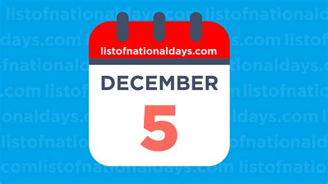 DECEMBER 5TH: National Holidays,Observances & Famous Birthdays