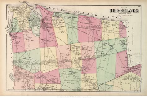 Brookhaven Town North 1873 Old Map Long Island New York With - Etsy