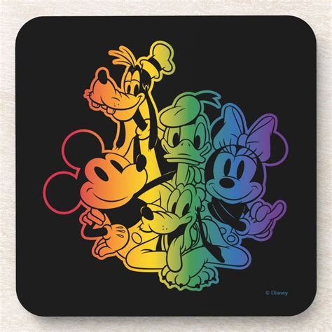 Mickey and Friends Happy Rainbow Beverage Coaster | Zazzle | Mickey ...