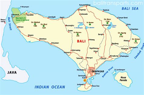 Bali Map - Map about Tourist Information - Bali Transports