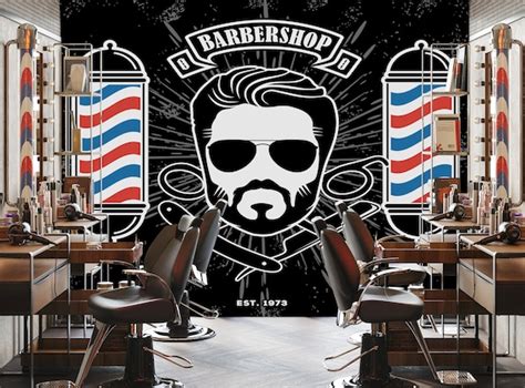 Barber Wallpaper 3D Barber Shop Wallpaper Tools Wall Mural - Etsy