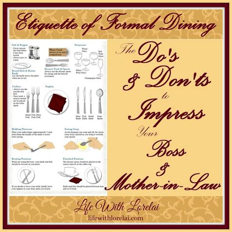 Etiquette - Do's and Don'ts of Formal Dining - Life With Lorelai ...