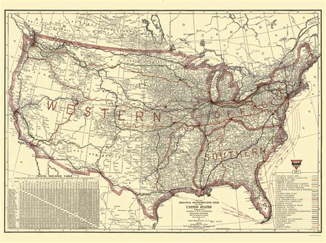 United States Transportation Lines - Rand McNally 1921 - 23.00 x 30.85 ...