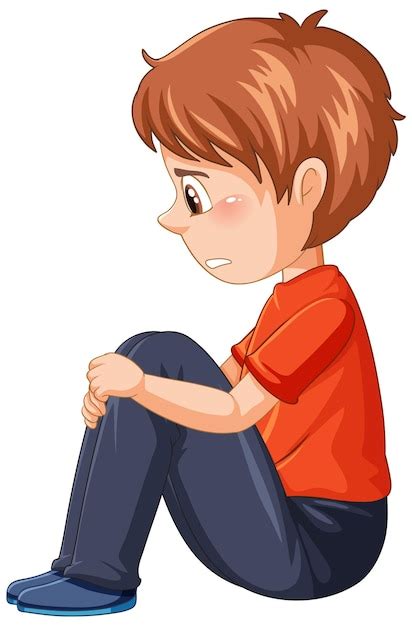 Free Vector | Side view of sad boy sitting carton character