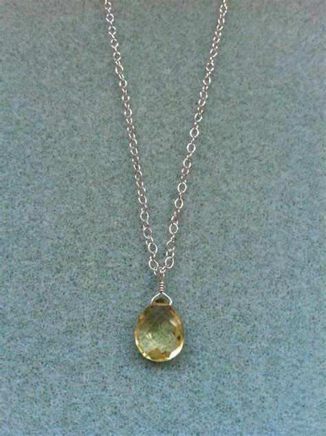 Lemon Quartz on Sterling Chain Gold Necklace, Pendant Necklace, Lemon ...