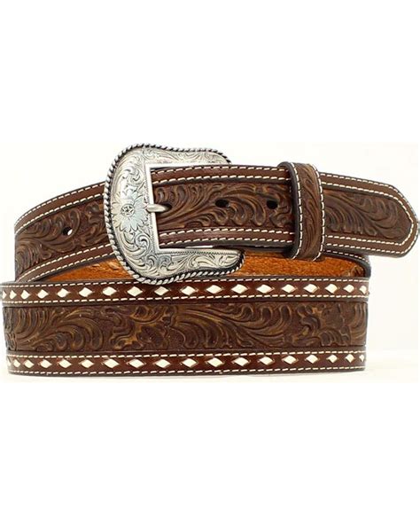 Nocona Belt Co. Men's Tapered Floral Tooled Western Belt | Nocona belt ...