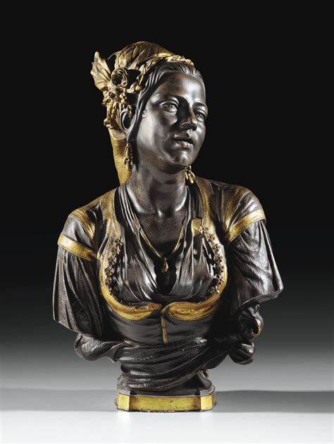 A FRENCH, CIRCA 1856, BRONZE AND GILT BRONZE BUST OF MOORISH WOMAN OF ...