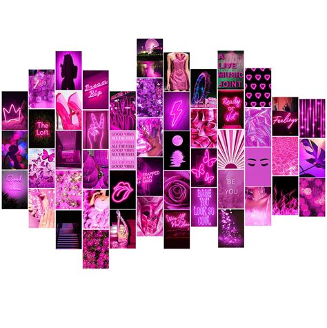 Buy Pink Neon Wall Collage Kit Aesthetic Pictures, Aesthetic Room Decor ...