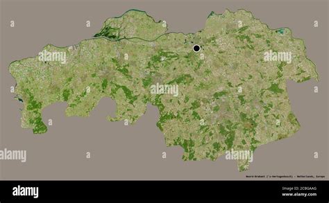 Shape of Noord-Brabant, province of Netherlands, with its capital ...