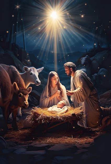 Premium Photo | A nativity scene with a baby jesus in the manger ...