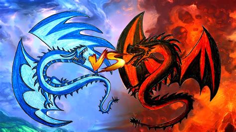 Draw Dragon of Ice VS Dragon of Fire I Dragon Fighting Drawing Tutorial ...