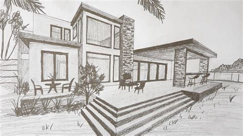 Modern House in 2 point perspective by Doms Art | House design drawing ...