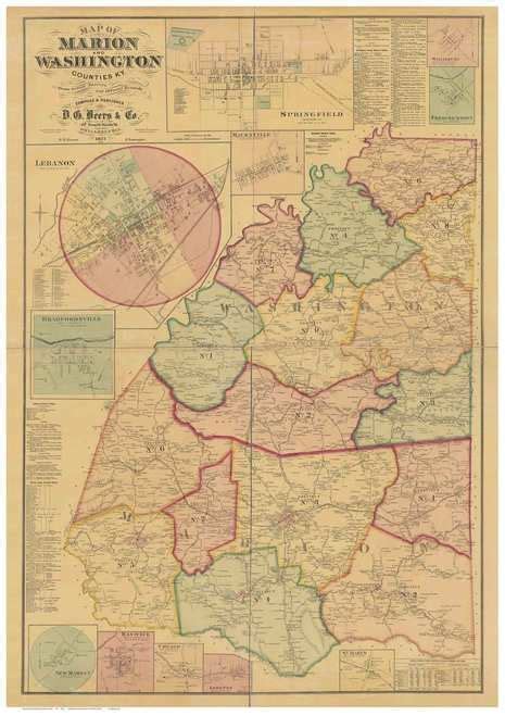 Marion and Washington County Kentucky 1877 - Old Map Reprint ...